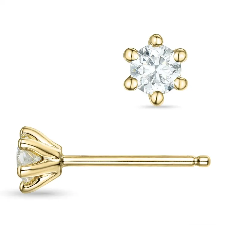 2 x 0,18 ct lab grown diamant solitäreörhängestift i 9 karat guld med lab grown diamant 