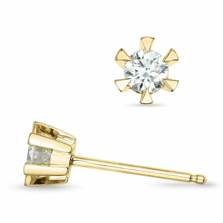 2 x 0,16 ct lab grown diamant solitäreörhängestift i 9 karat guld med lab grown diamant 