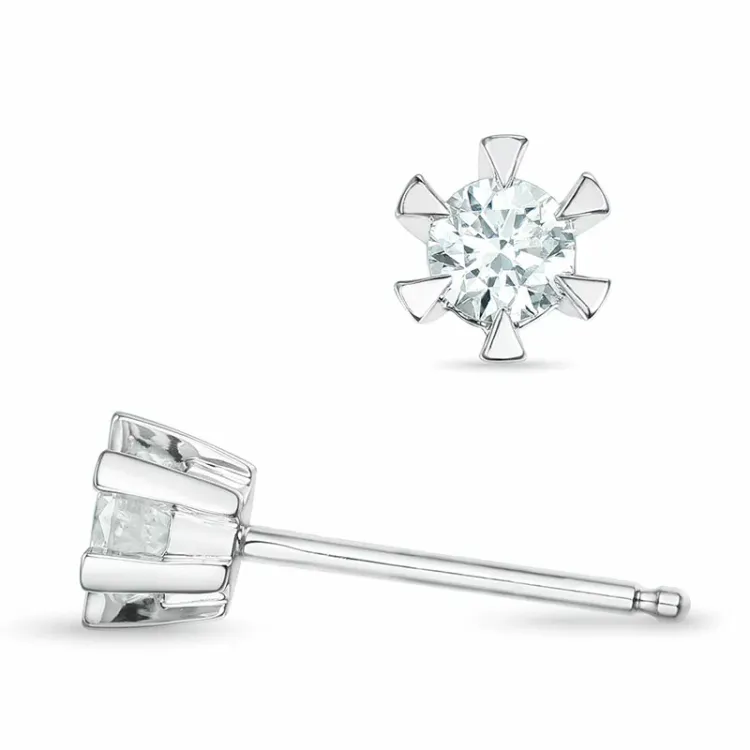 2 x 0,16 ct lab grown diamant solitäreörhängestift i 9 karat vitguld med lab grown diamant 