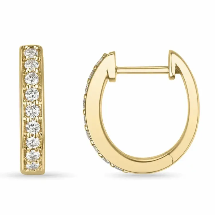 14 mm creol i 9 karat guld med lab grown diamant 