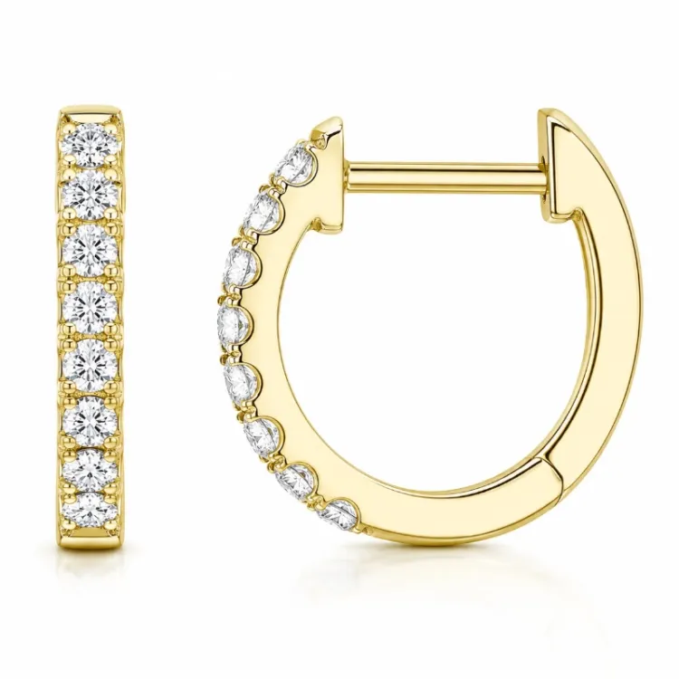 13 mm creol i 9 karat guld med lab grown diamant 