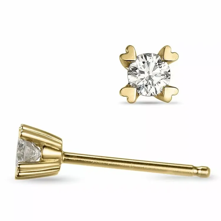 2 x 0,10 ct lab grown diamant solitäreörhängestift i 9 karat guld med lab grown diamant 