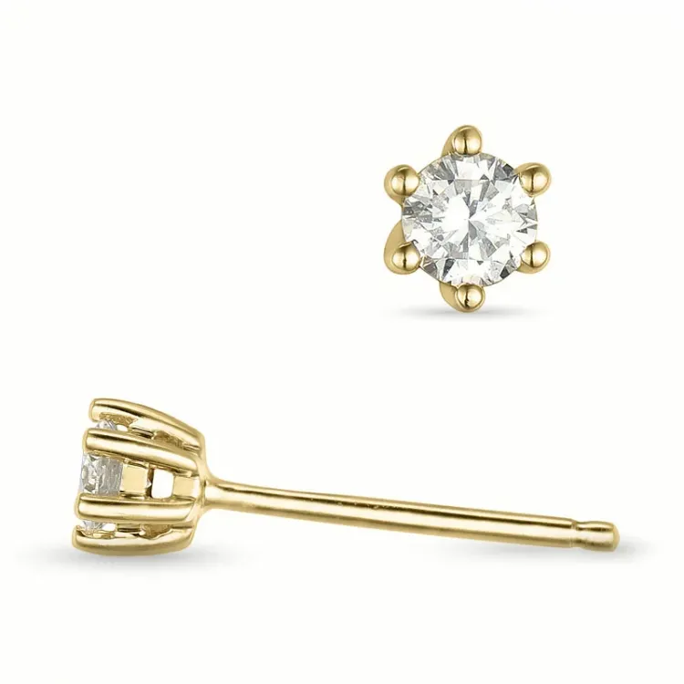 2 x 0,10 ct lab grown diamant solitäreörhängestift i 9 karat guld med lab grown diamant 