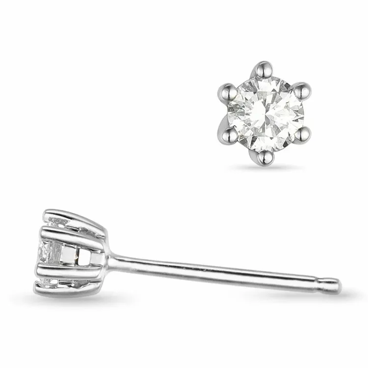 2 x 0,10 ct lab grown diamant solitäreörhängestift i 9 karat vitguld med lab grown diamant 