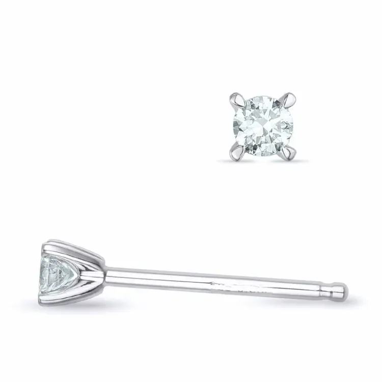 2 x 0,06 ct lab grown diamant solitäreörhängestift i 9 karat vitguld med lab grown diamant 