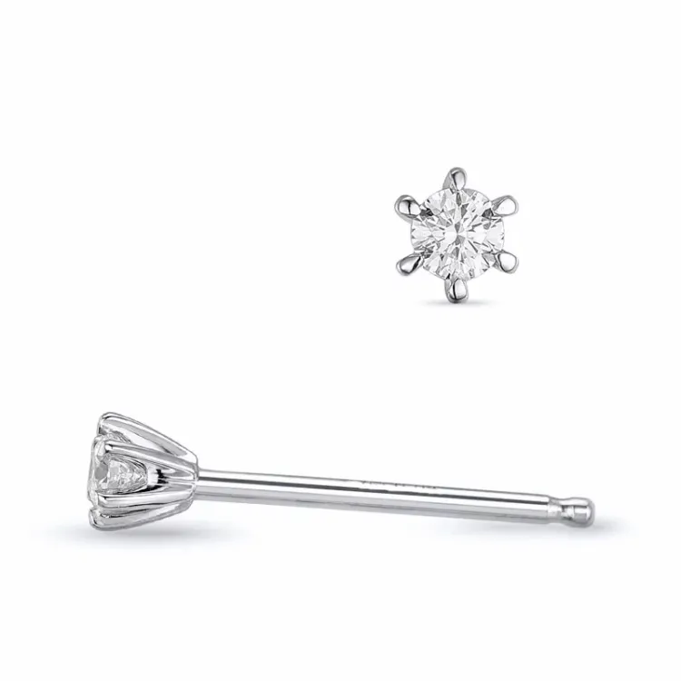 2 x 0,04 ct lab grown diamant solitäreörhängestift i 9 karat vitguld med lab grown diamant 