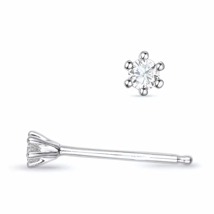 2 x 0,04 ct lab grown diamant solitäreörhängestift i 9 karat vitguld med lab grown diamant 