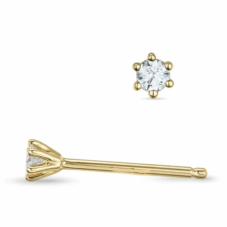 2 x 0,05 ct lab grown diamant solitäreörhängestift i 9 karat guld med lab grown diamant 