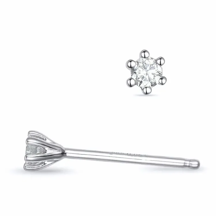 2 x 0,05 ct lab grown diamant solitäreörhängestift i 9 karat vitguld med lab grown diamant 