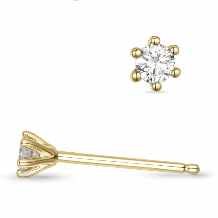 2 x 0,07 ct lab grown diamant solitäreörhängestift i 9 karat guld med lab grown diamant 
