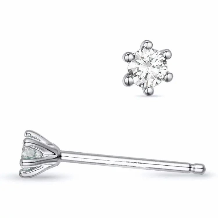 2 x 0,07 ct lab grown diamant solitäreörhängestift i 9 karat vitguld med lab grown diamant 