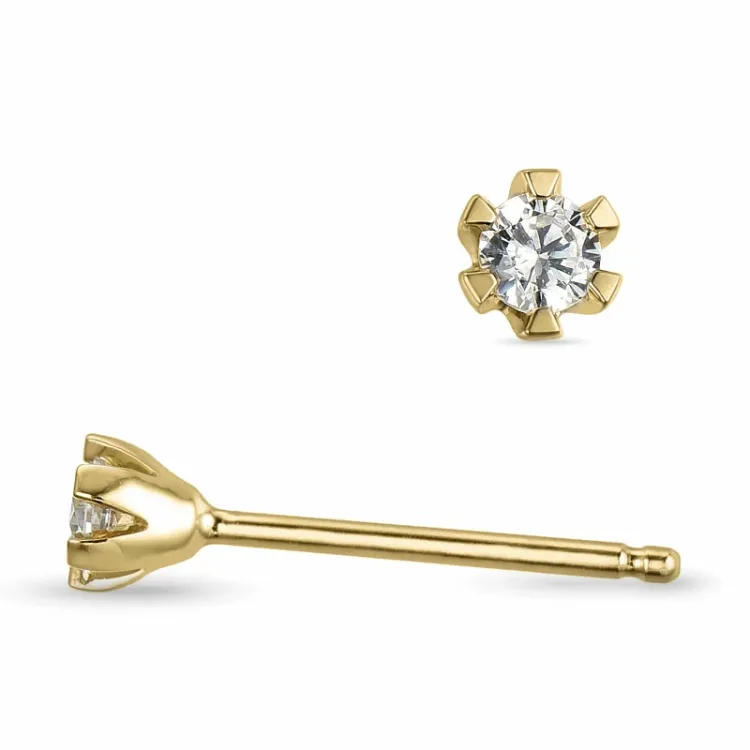2 x 0,07 ct lab grown diamant solitäreörhängestift i 9 karat guld med lab grown diamant 