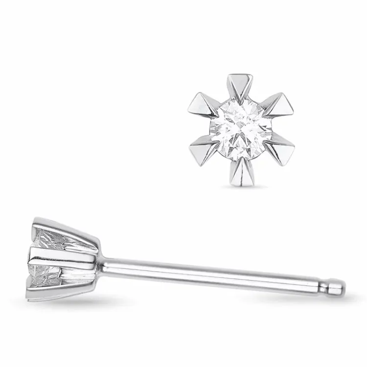 2 x 0,03 ct lab grown diamant solitäreörhängestift i 9 karat vitguld med lab grown diamant 
