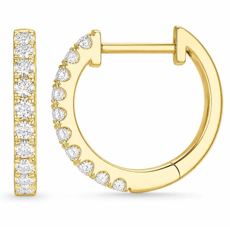14 mm creol i 9 karat guld med lab grown diamant (CVD) 
