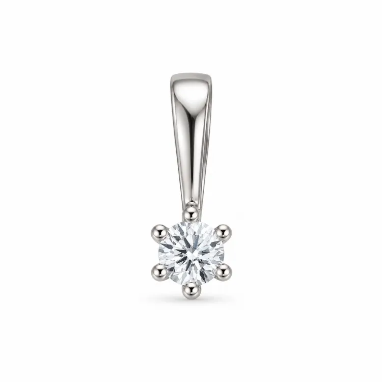 0,05 ct lab grown diamant solitärberlock i 9 carat vitguld 0,05 ct