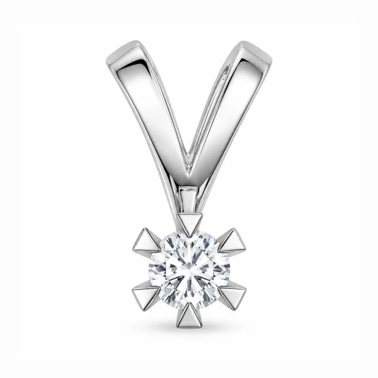 0,20 ct lab grown diamant solitärberlock i 9 carat vitguld 0,20 ct