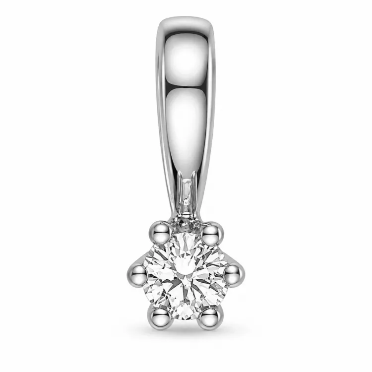 0,05 ct lab grown diamant solitärberlock i 9 carat vitguld 0,05 ct