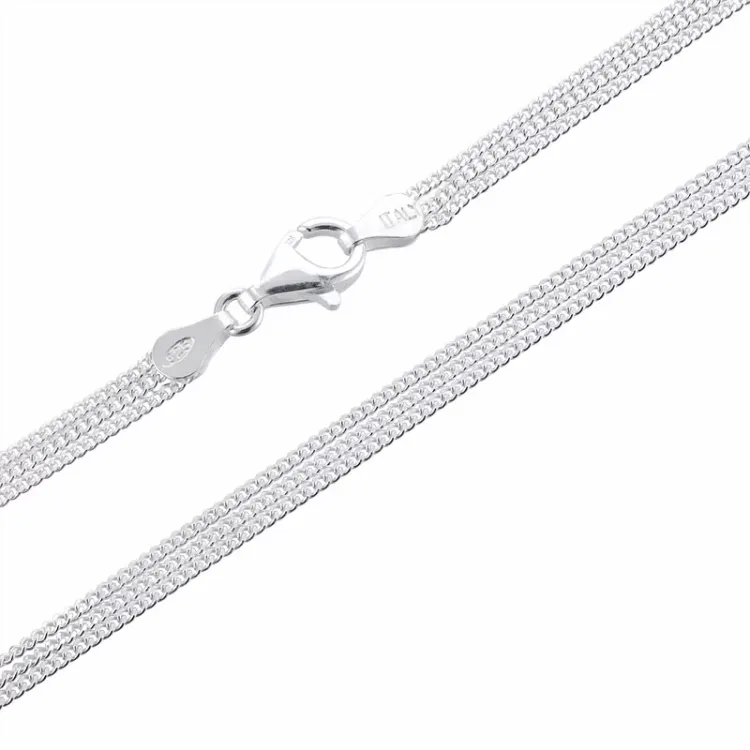 elegant panzerhalskedja i silver 55 cm x 3 x 1,2 mm