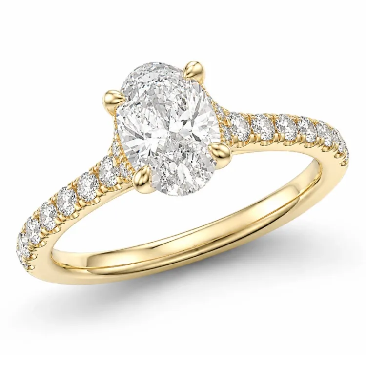 oval lab grown diamant ring i 14  karat guld 1,0 ct 0,26 ct