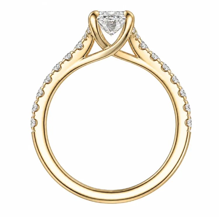 oval lab grown diamant ring i 14  karat guld 1,0 ct 0,26 ct