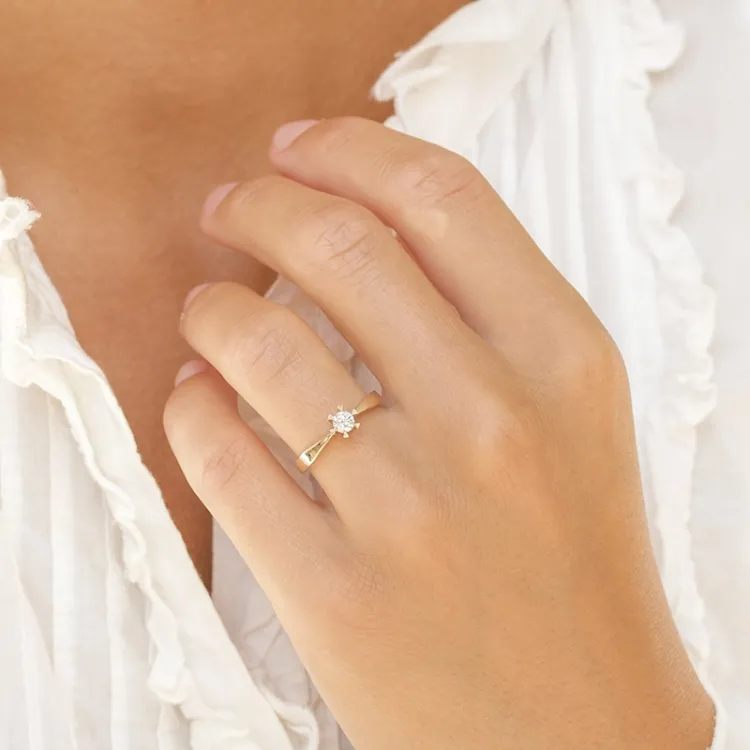 0,20 ct lab grown diamant solitärring i 14  karat guld 0,20 ct