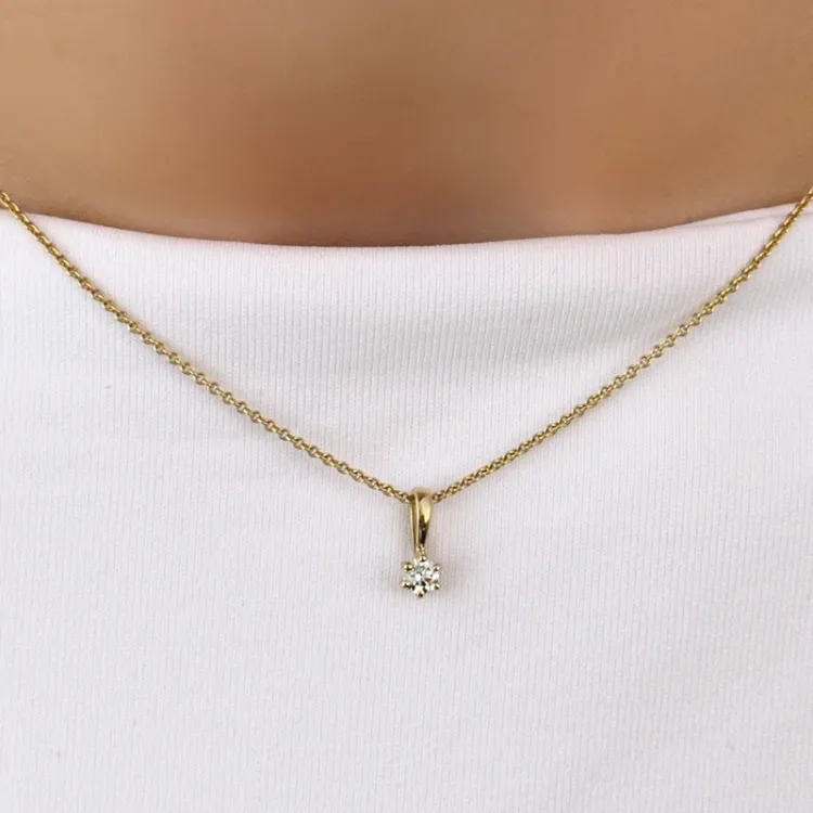 0,10 ct lab grown diamant hängen i 14  carat guld 0,10 ct