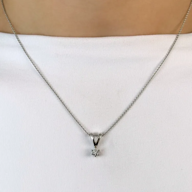 0,10 ct lab grown diamant hängen i 14  carat vitguld 0,10 ct