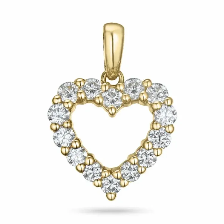 hjärta lab grown diamant hängen i 14  carat guld 0,85 ct
