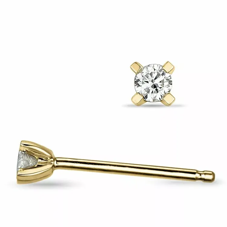 2 x 0,05 ct lab grown diamant solitäreörhängestift i 14 karat guld med lab grown diamant 