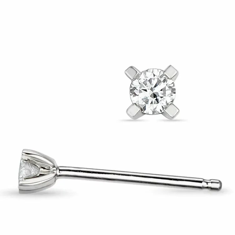 2 x 0,05 ct lab grown diamant solitäreörhängestift i 14 karat vitguld med lab grown diamant 