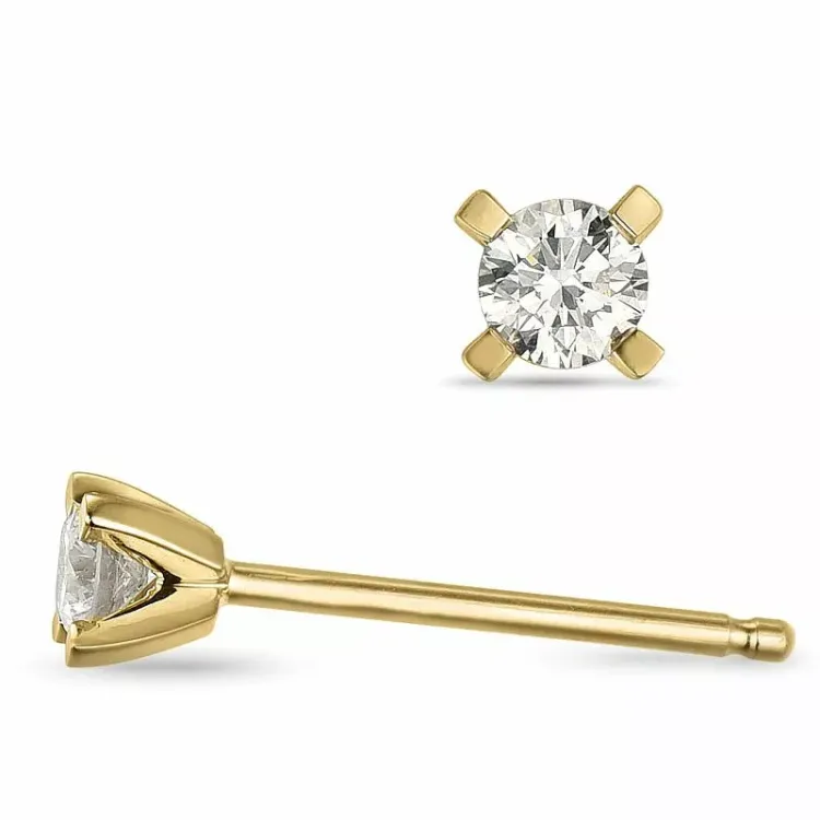 2 x 0,10 ct lab grown diamant solitäreörhängestift i 14 karat guld med lab grown diamant 