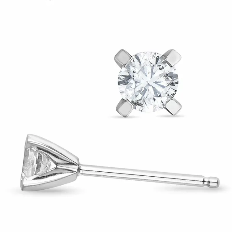 2 x 0,20 ct lab grown diamant solitäreörhängestift i 14 karat vitguld med lab grown diamant 
