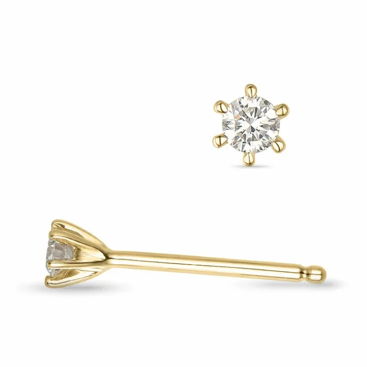 2 x 0,05 ct lab grown diamant solitäreörhängestift i 14 karat guld med lab grown diamant 