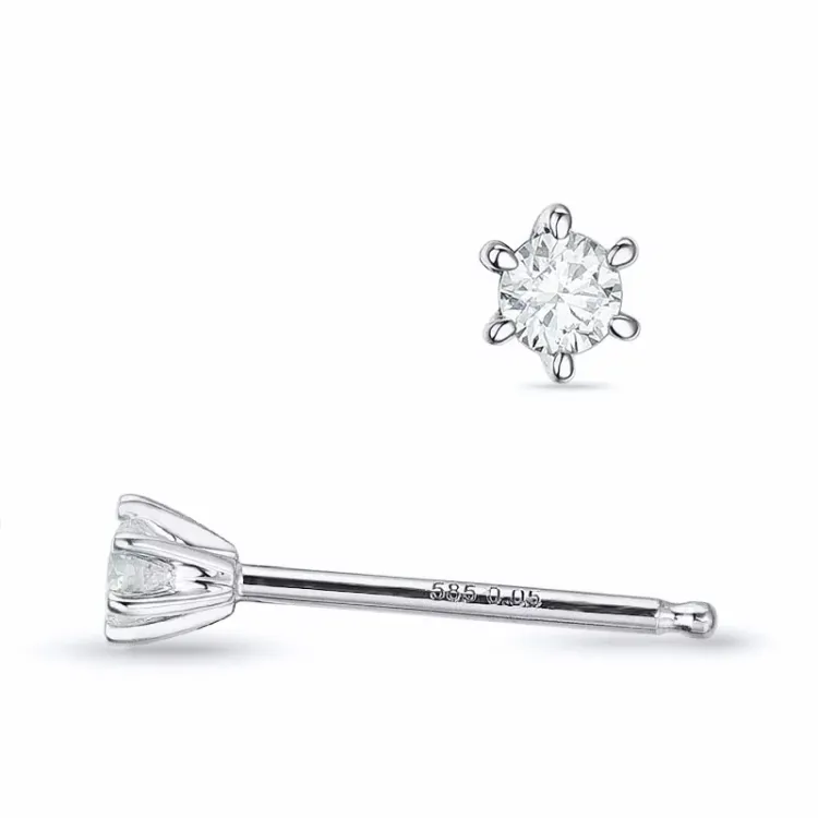 2 x 0,05 ct lab grown diamant solitäreörhängestift i 14 karat vitguld med lab grown diamant 