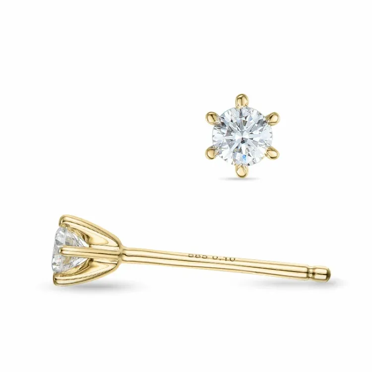 2 x 0,10 ct lab grown diamant solitäreörhängestift i 14 karat guld med lab grown diamant 