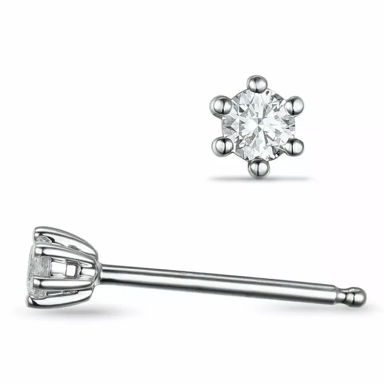 2 x 0,10 ct lab grown diamant solitäreörhängestift i 14 karat vitguld med lab grown diamant 