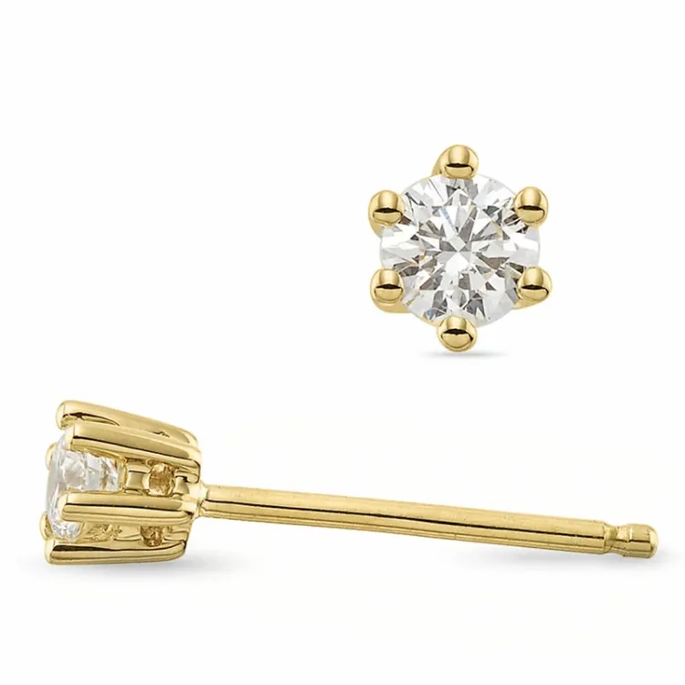 2 x 0,20 ct lab grown diamant solitäreörhängestift i 14 karat guld med lab grown diamant 