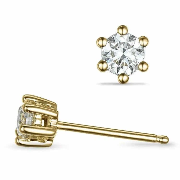 2 x 0,30 ct lab grown diamant solitäreörhängestift i 14 karat guld med lab grown diamant 