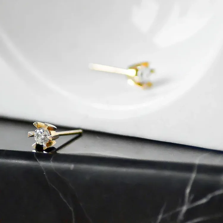 2 x 0,20 ct lab grown diamant solitäreörhängestift i 14 karat guld med lab grown diamant 