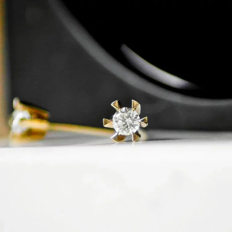 2 x 0,20 ct lab grown diamant solitäreörhängestift i 14 karat guld med lab grown diamant 
