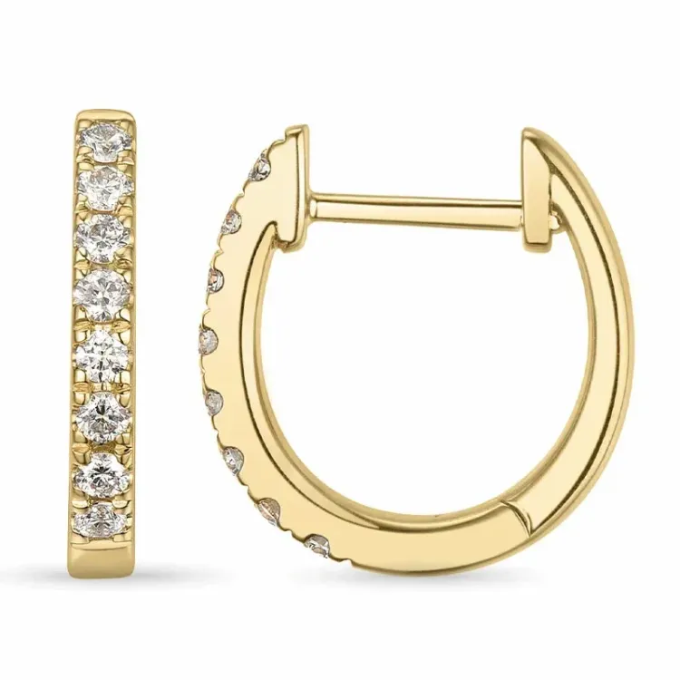 12 mm creol i 14 karat guld med lab grown diamant 