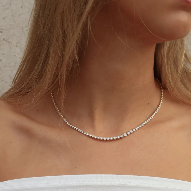 42 cm lab grown diamant halsband i 14  carat guld 5,76 ct