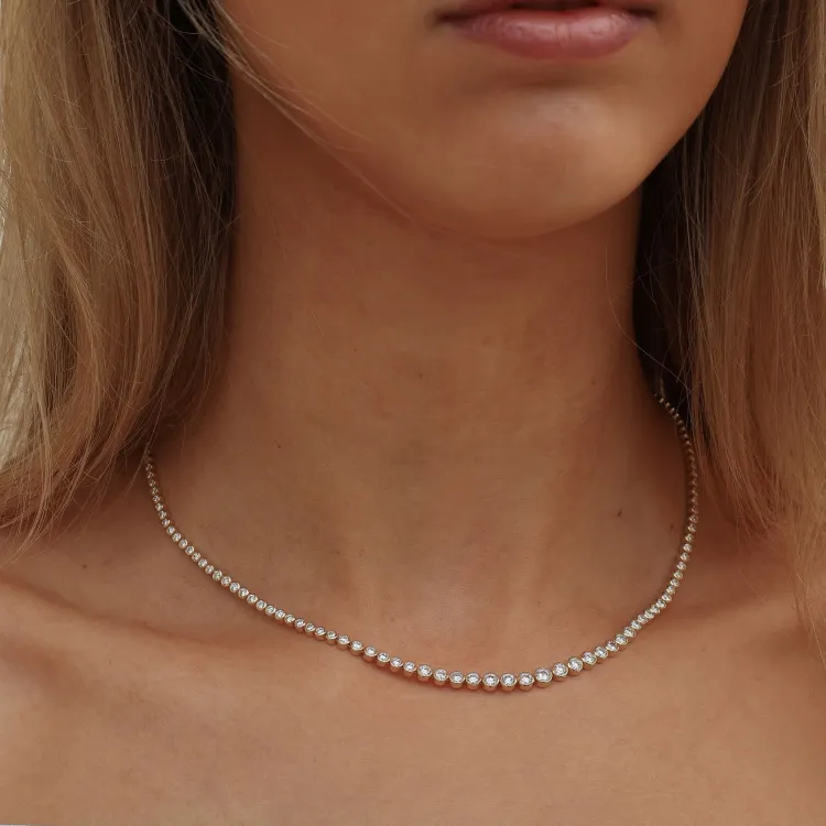 45 cm lab grown diamant halsband i 14  carat guld 6,02 ct