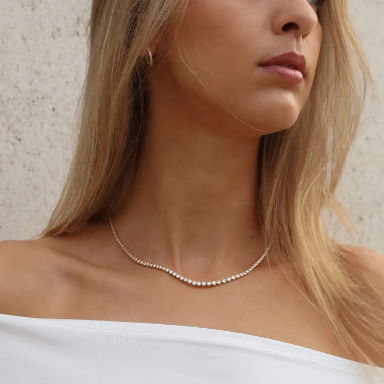 45 cm lab grown diamant halsband i 14  carat guld 6,02 ct