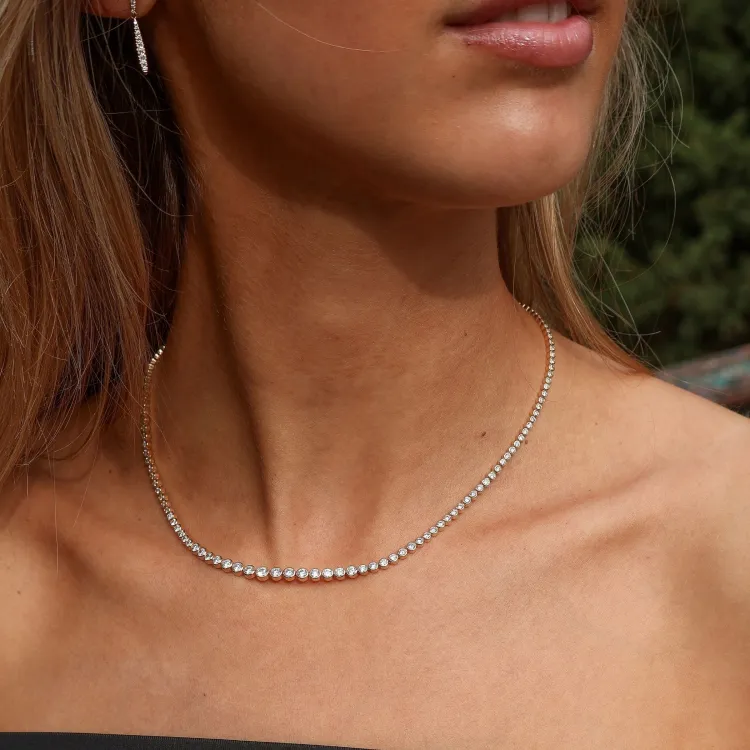 45 cm lab grown diamant halsband i 14  carat guld 6,02 ct