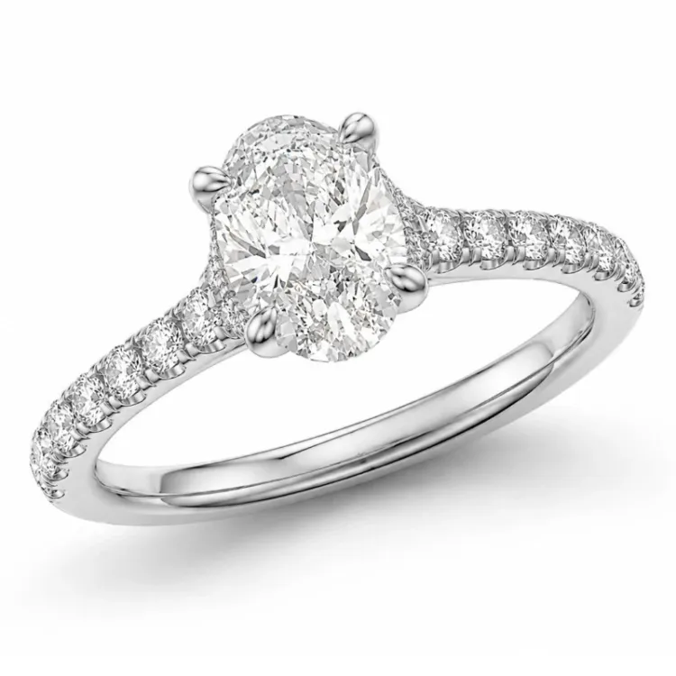 oval lab grown diamant ring i 14  karat vitguld 1,0 ct 0,26 ct