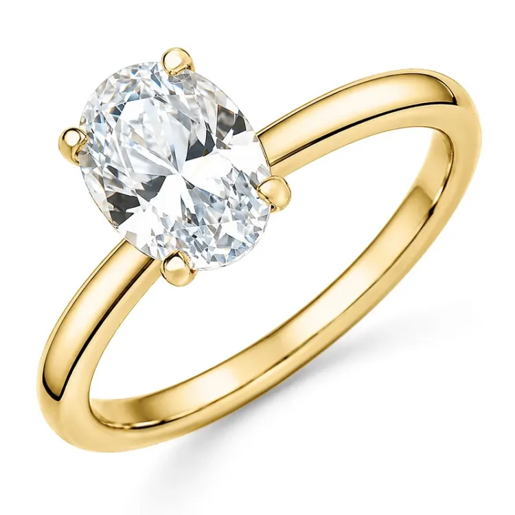 oval lab grown diamant solitärring i 14  karat guld 1,0 ct