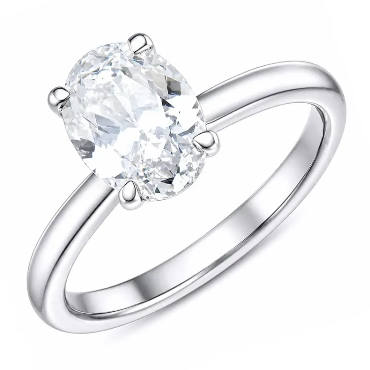 oval lab grown diamant solitärring i 14  karat vitguld 1,0 ct