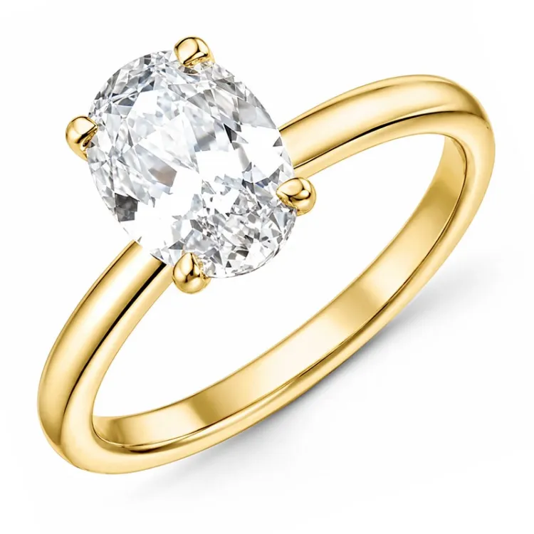 oval lab grown diamant solitärring i 14  karat guld 2,0 ct