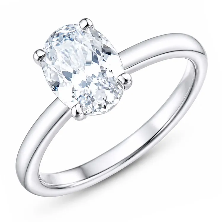 oval lab grown diamant solitärring i 14  karat vitguld 2,0 ct